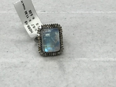 Square Diamond Ring with Rainbow Moonstone