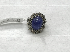 Oval Diamond Ring with Sapphire