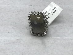 Square Diamond Ring with Gemstone
