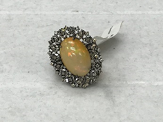 Oval Diamond Ring with Gemstone