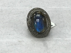 Oval Labradorite Diamond Ring