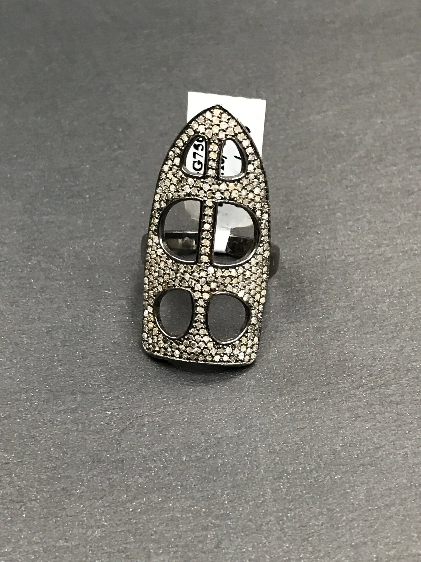 Diamond and Silver Black Rhodium Finish Rings