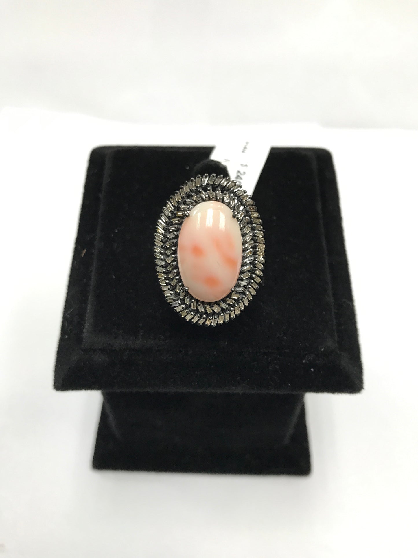 Pink Coral and Diamond Ring