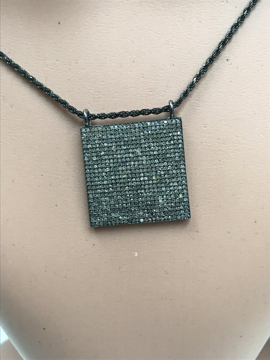 Pave Diamond Pendant .925 Oxidized Sterling Silver Diamond Pendant, Genuine handmade pave diamond Pendant Size 25 MM