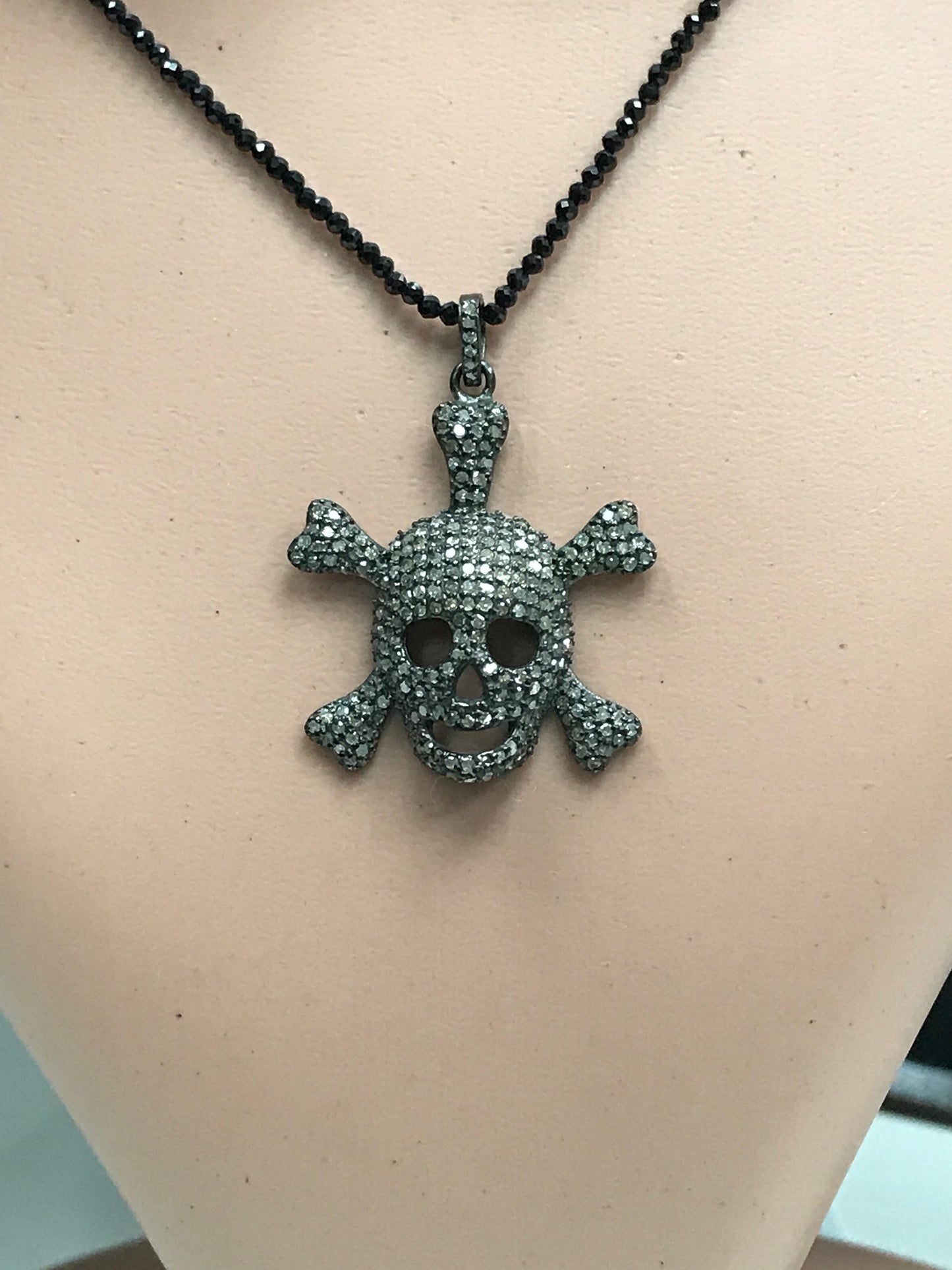 Diamond Charm .925 Oxidized Sterling Silver Diamond Charms, Genuine handmade pave diamond Charm Size Approx 1.28"(32 x 29 MM)