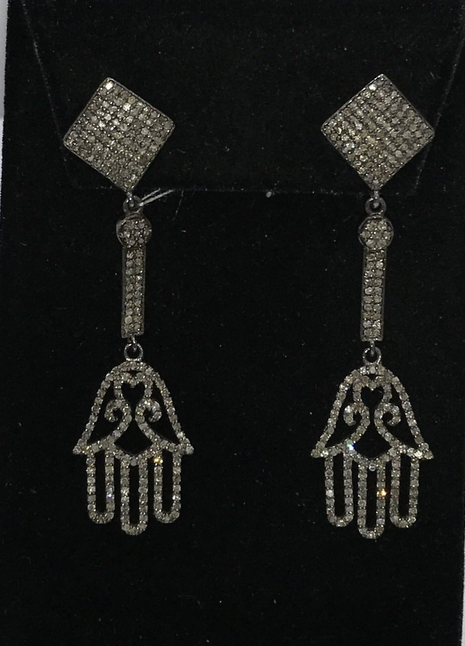 Hamsa Hand Diamond Earring