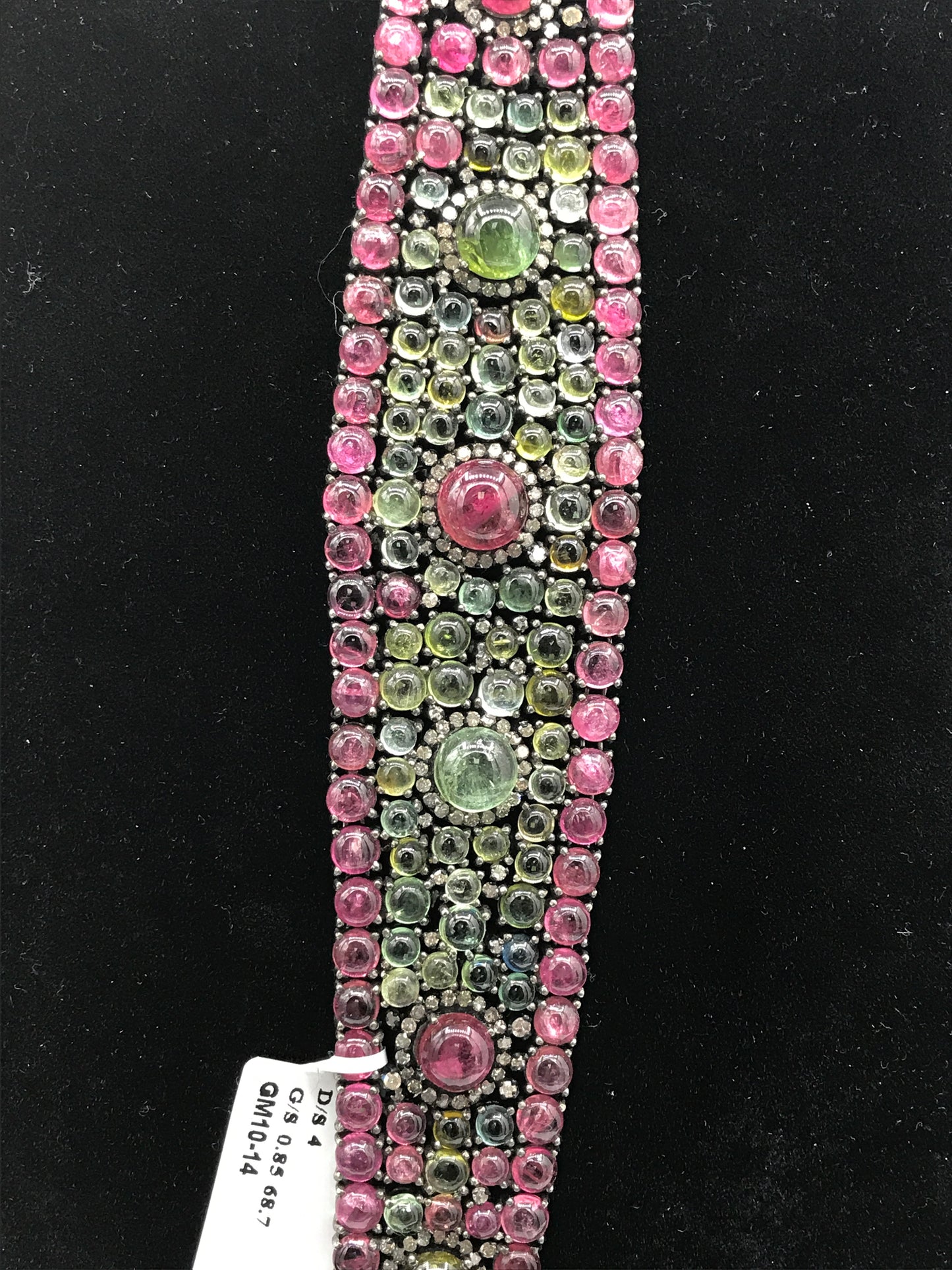 Pink and Green Tourmaline and Diamond Designer Bracelet