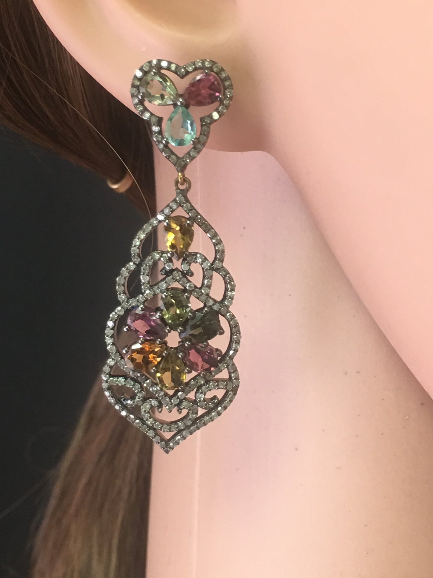 Diamond and Tourmaline Earrings