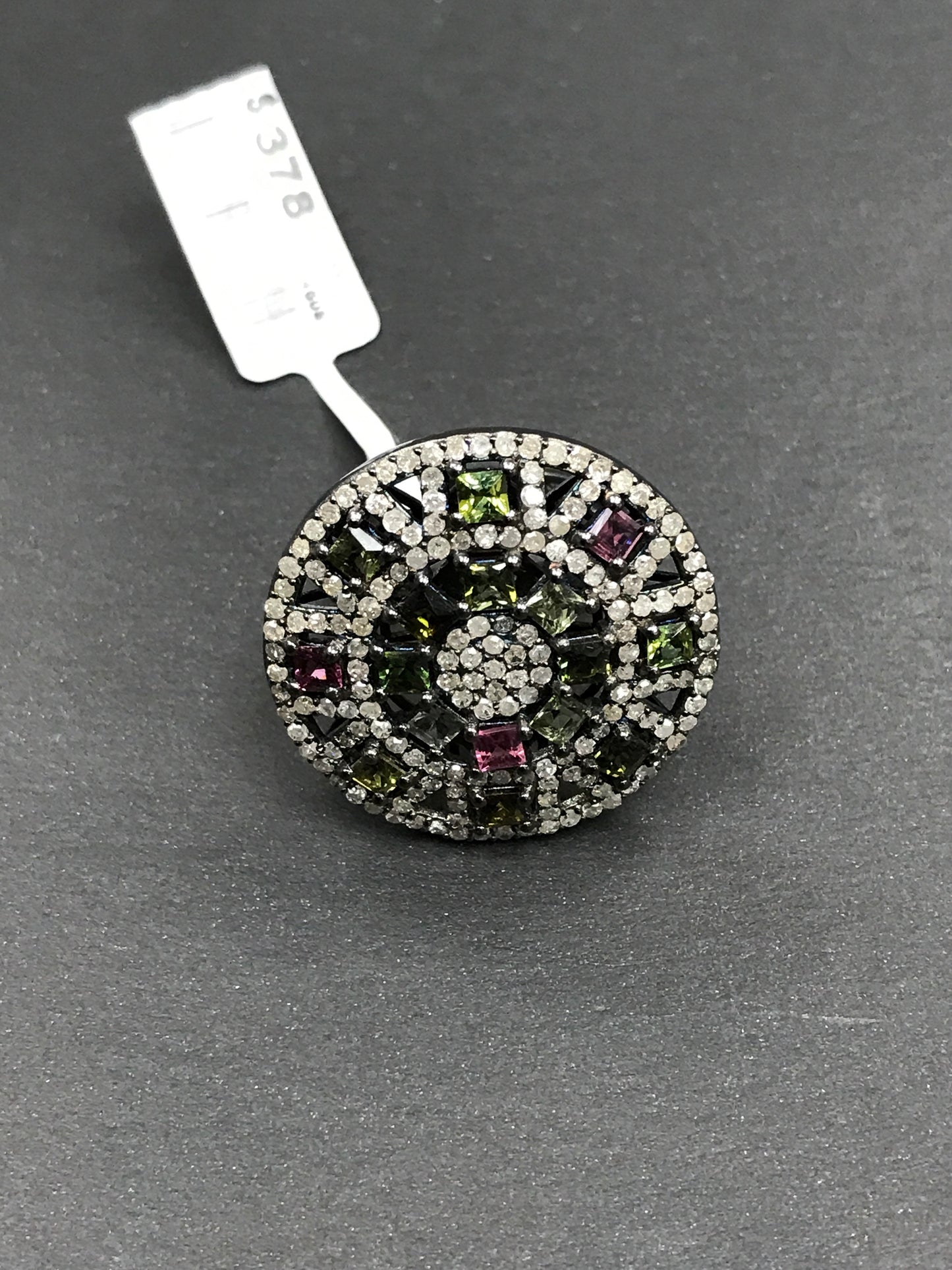 DIAMOND AND MULTI TOURMALINE SILVER RINGS