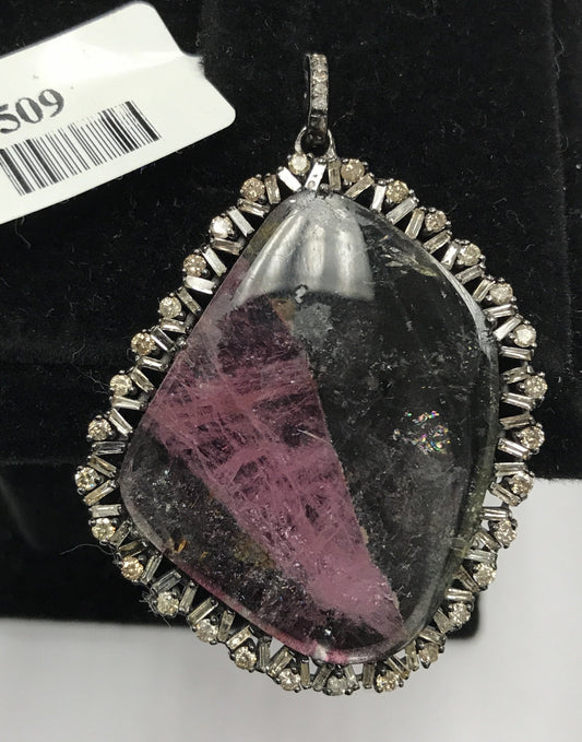 Tourmaline Designer Diamond Pendant