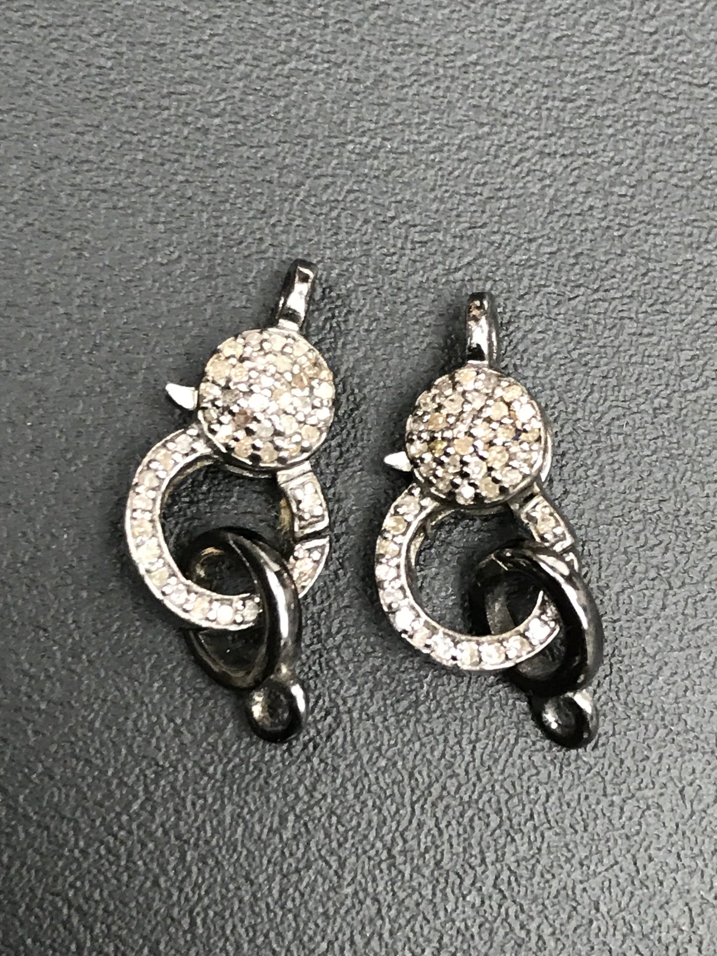 Diamond Clasps .925 Oxidized Sterling Silver Diamond Clasps, Genuine handmade pave diamond Clasps Size Approx 0.92"(23 x 9 MM)