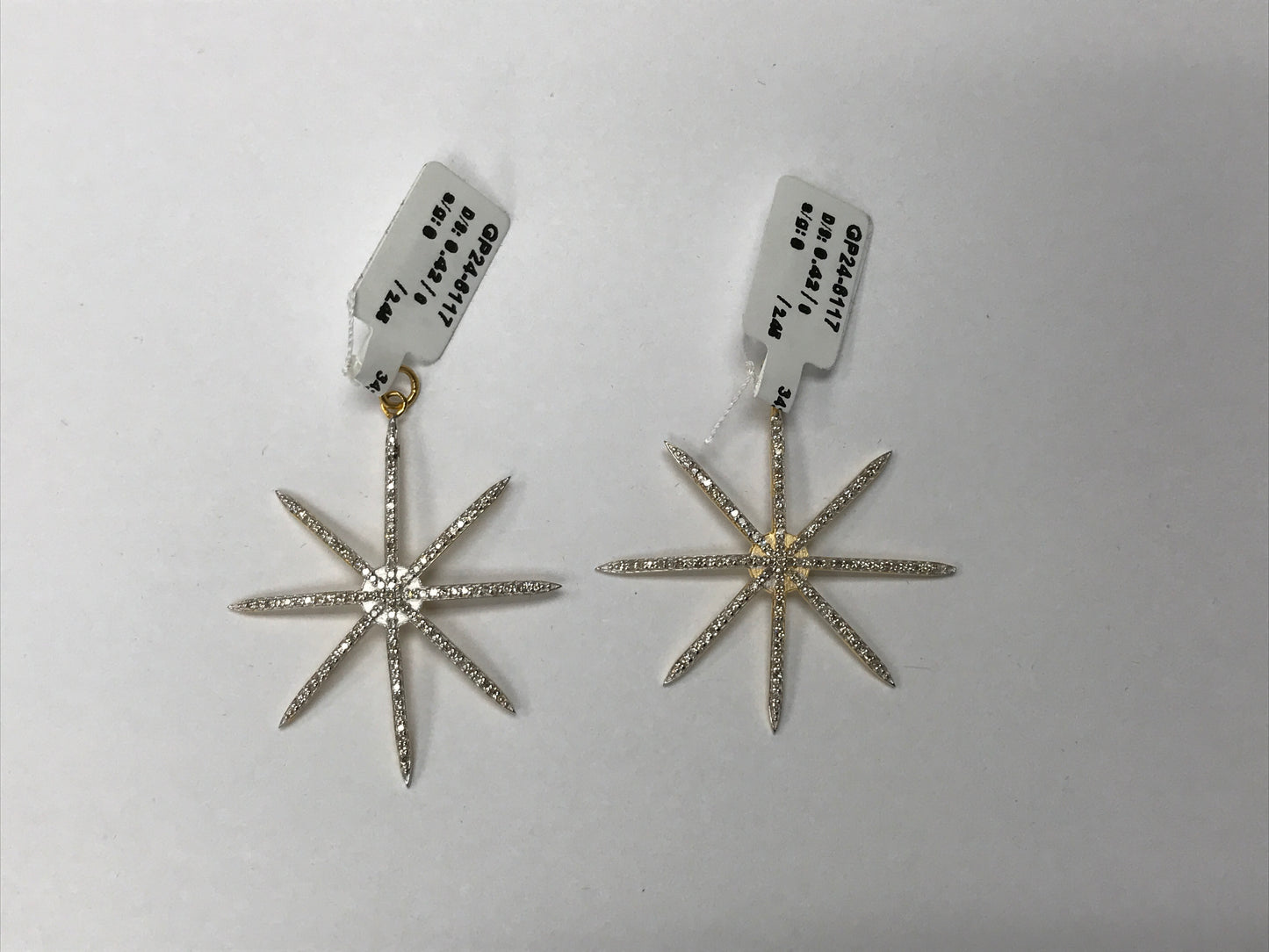 14k Solid Gold Star Diamond Pendants.