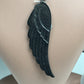 Wings Black Spinal Charm, Pave Black Spinel ,Approx 3.12'' ( 78 x 22 mm) Oxidized Silver, Silver ,Black Spinel
