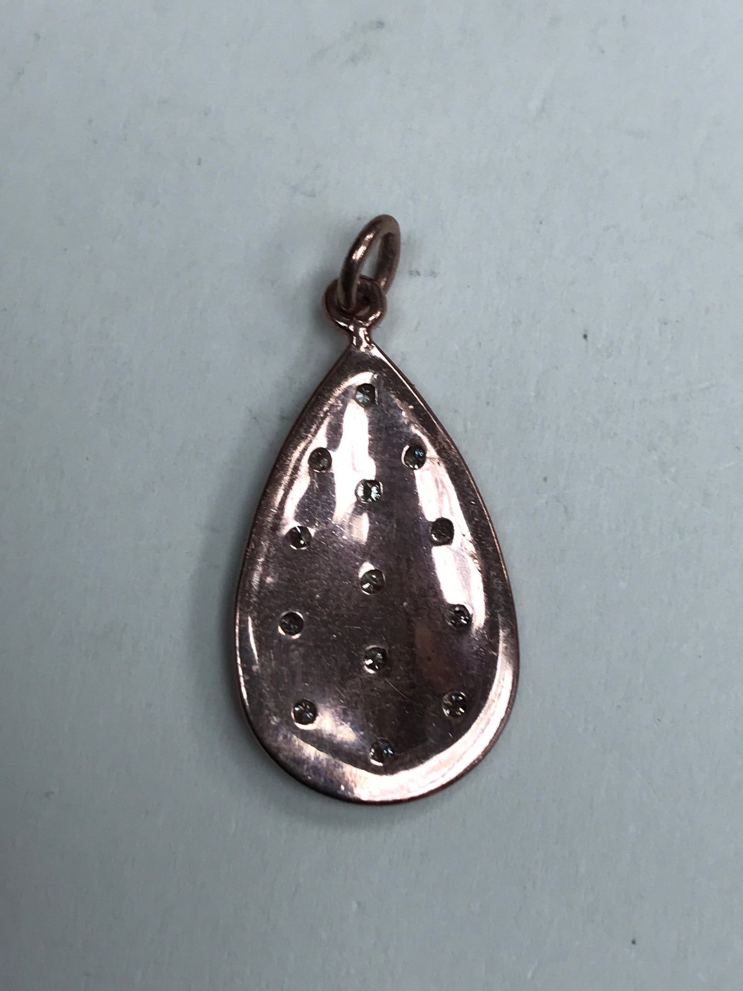 Pear Shape Diamond Pendant .925 Oxidized Sterling Silver Diamond Pendant, Genuine handmade pave diamond Pendant.