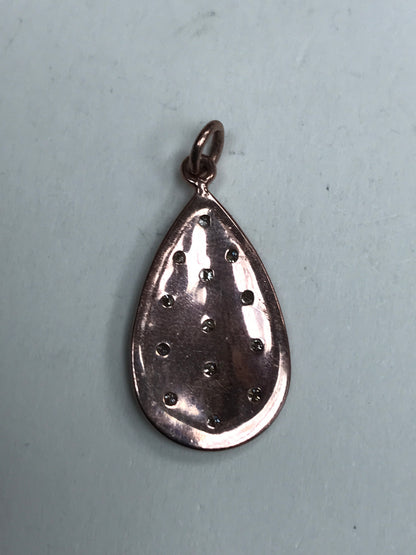 Pear Shape Diamond Pendant .925 Oxidized Sterling Silver Diamond Pendant, Genuine handmade pave diamond Pendant.