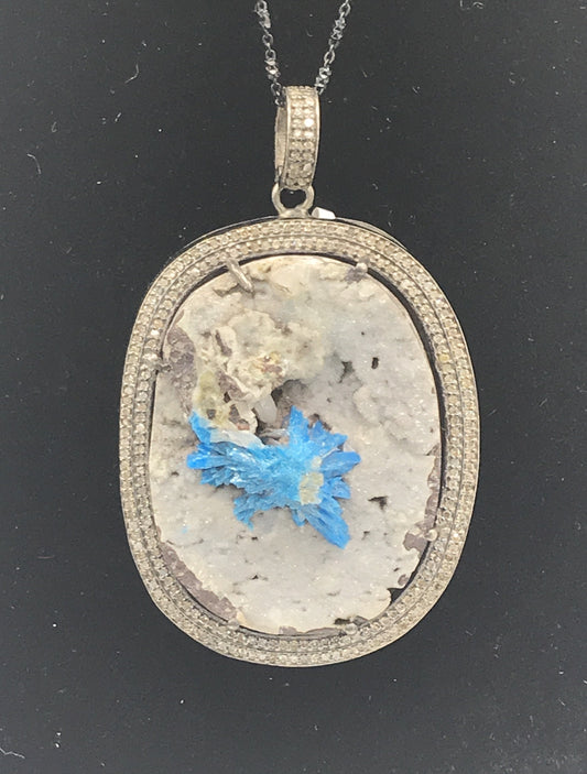 Tourqouis Iolite Diamond Pendant