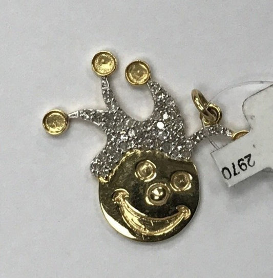 14K Solid Gold Joker Diamond Pendants. Genuine handmade pave diamond Pendant.