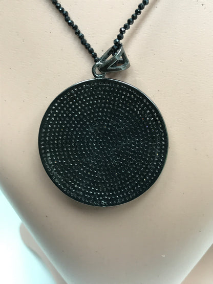 Round Disc Sapphire Diamond Charm