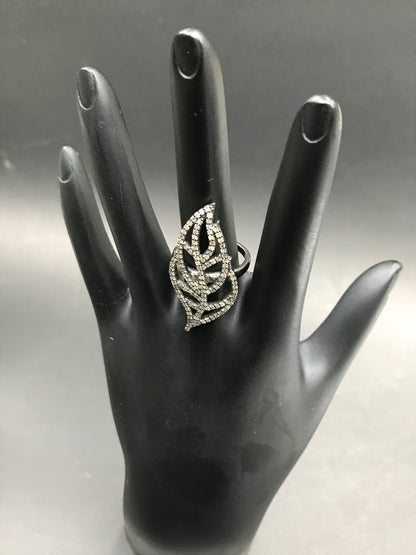 Diamond and Silver Black rhodium Finish Rings