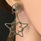 Star Diamond Earring .925 Oxidized Sterling Silver Diamond Earring, Genuine handmade pave diamond Earring Size 2.40"(39 x 60 MM )