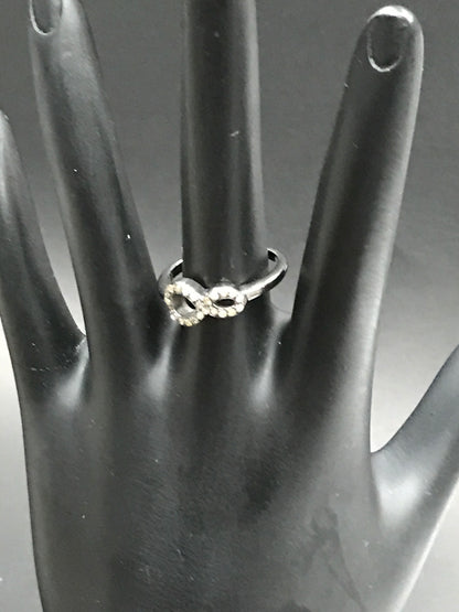 Figure Eight Pave Diamond Ring .925 Oxidized Sterling Silver Diamond Ring, Genuine handmade pave diamond Ring .