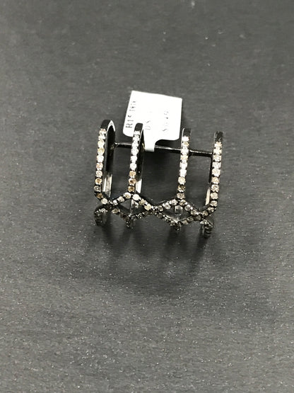 Pave Diamond Ring .925 Oxidized Sterling Silver Diamond Ring, Genuine handmade pave diamond Ring Size Approx 0.88"(22 x 20 mm)
