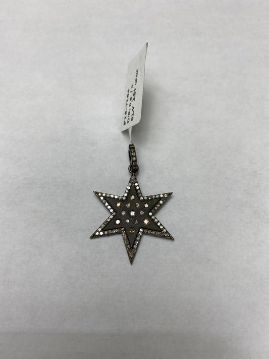 Star Shape Diamond Sterling Silver Pendant