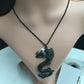 Black Spinel Dragon Charm,Dragon Black Spinel, Pave Black Spinel ,Approx 3.08'' ( 77 x 37 mm) Oxidized Silver, Silver ,Black Spinel