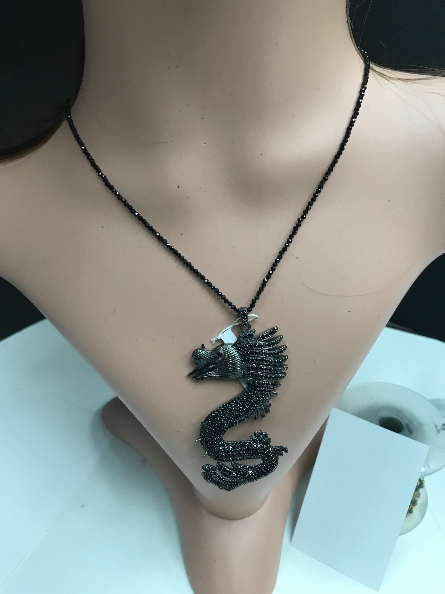 Black Spinel Dragon Charm