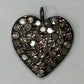 Heart Diamond Charm .925 Oxidized Sterling Silver Diamond Charms, Genuine handmade pave diamond Charm Size Approx 0.52"(12 x 13 MM)