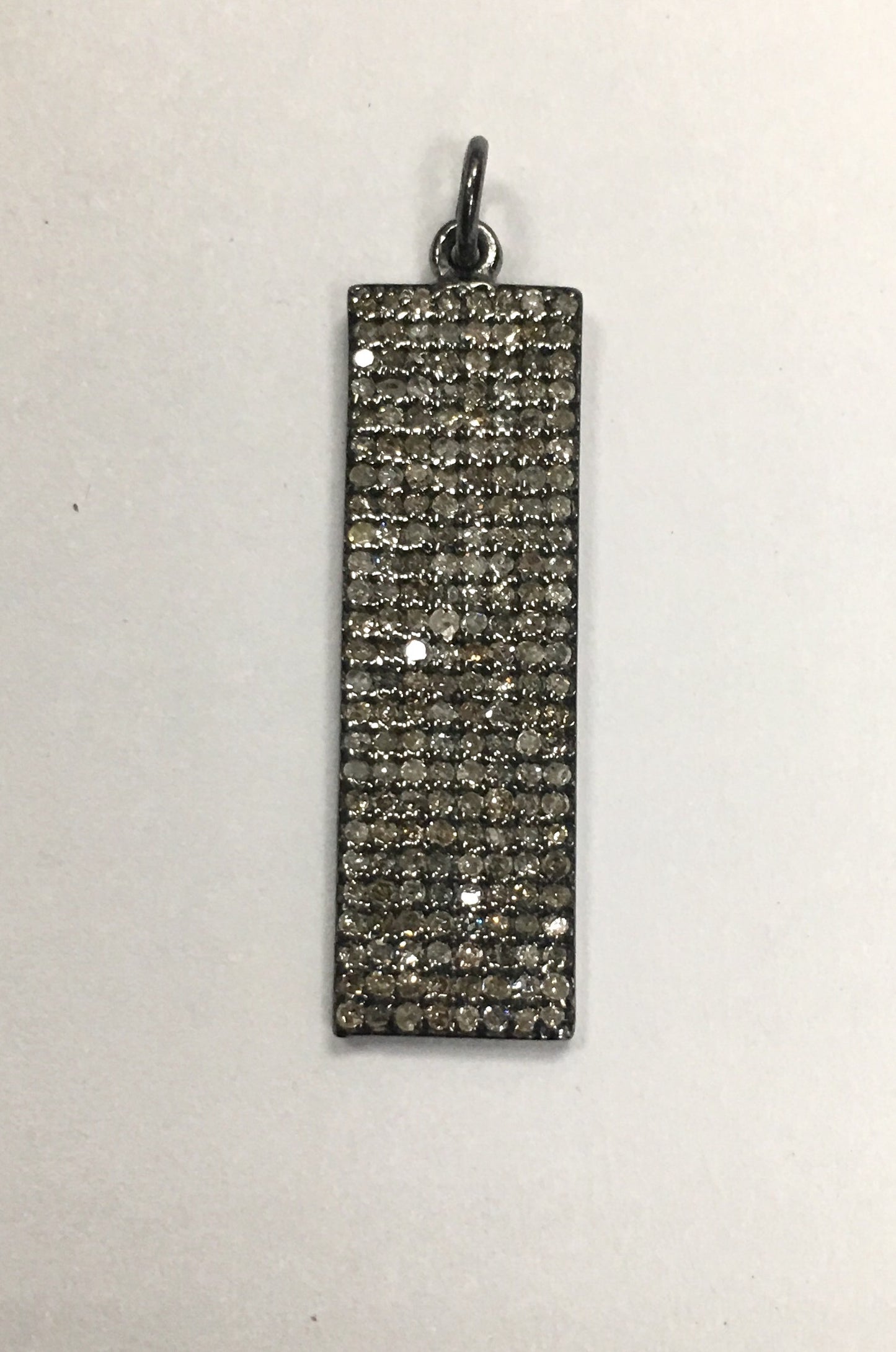 Rectangle Diamond Pendant .925 Oxidized Sterling Silver Diamond Pendant, Genuine handmade pave diamond pendant Size Approx 1.00"(8 x 25 MM )