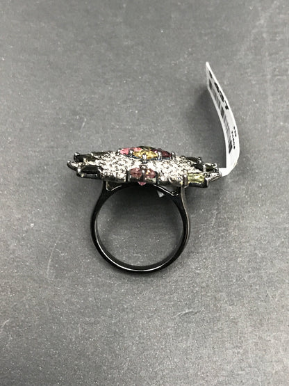 DIAMOND AND MULTI TOURMALINE SILVER RINGS
