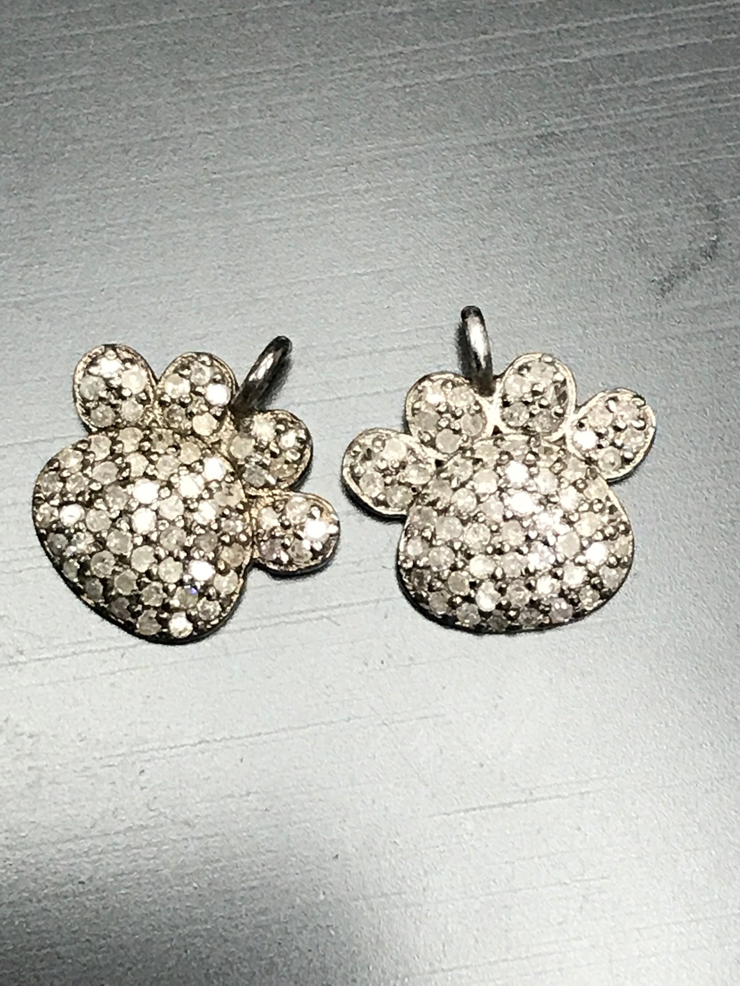 Diamond Accent Paw Print Charms