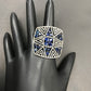 Square Diamond Ring with Sapphire Stone