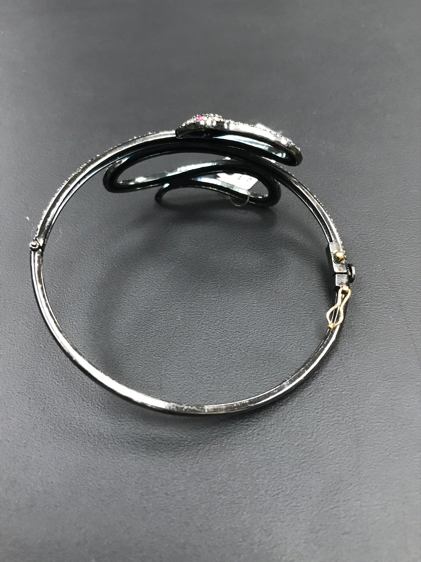 Diamond and Silver Ruby Stone Black Rhodium Finish Bracelets