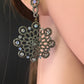 Diamond and Silver White Rainbow Moon Stone Black Rhodium Finish Earring