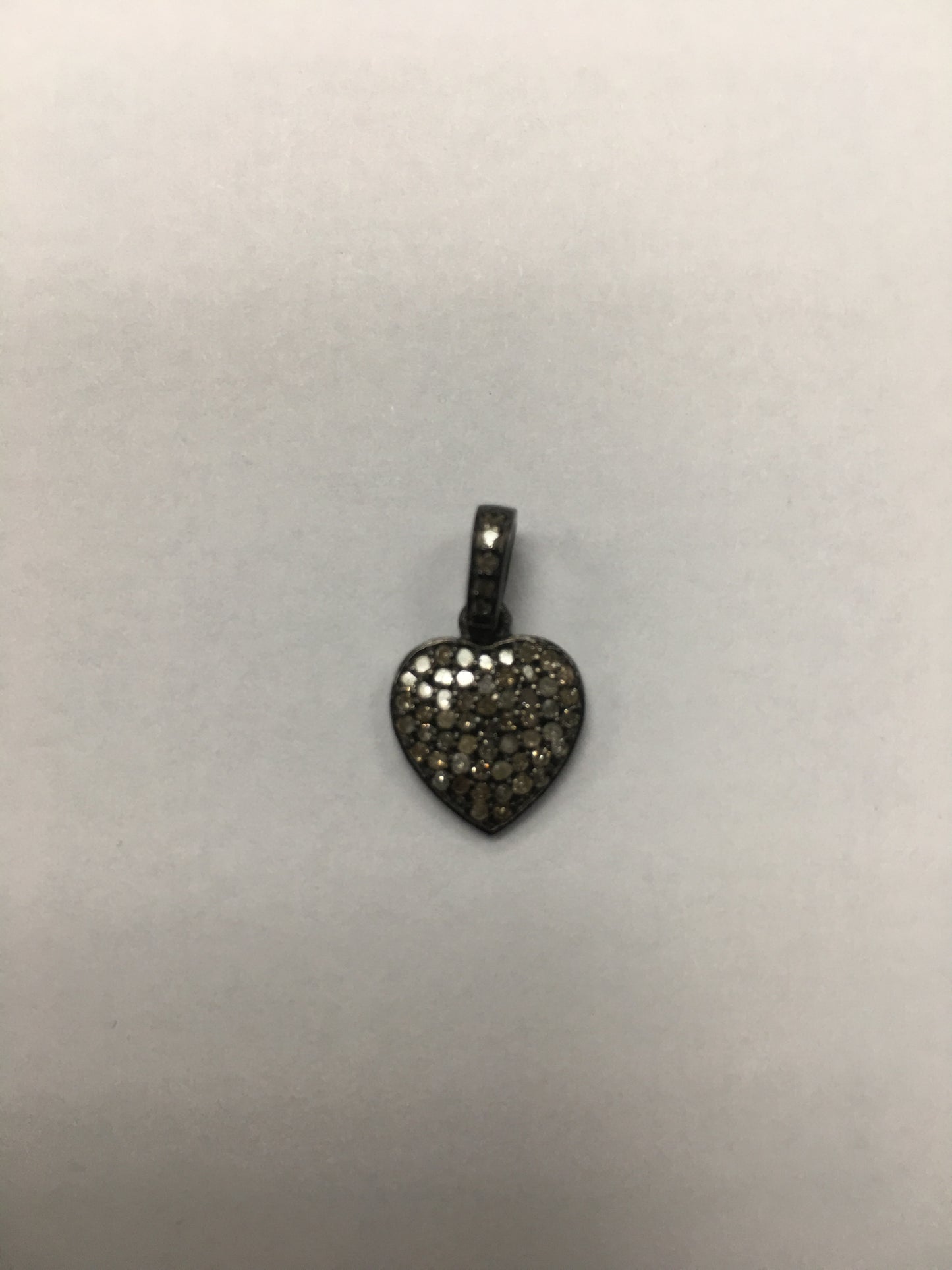 Heart Diamond Charm .925 Oxidized Sterling Silver Diamond Charms, Genuine handmade pave diamond Charm Size Approx 0.52"(12 x 13 MM)