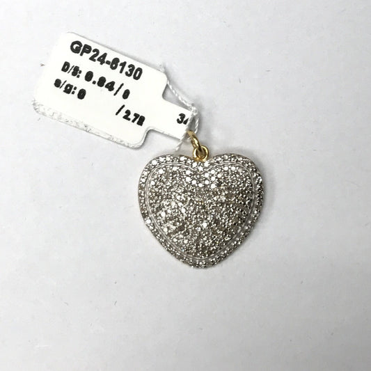 14k Solid Gold Heart Diamond Pendants. Hand Pave diamond Pendant.