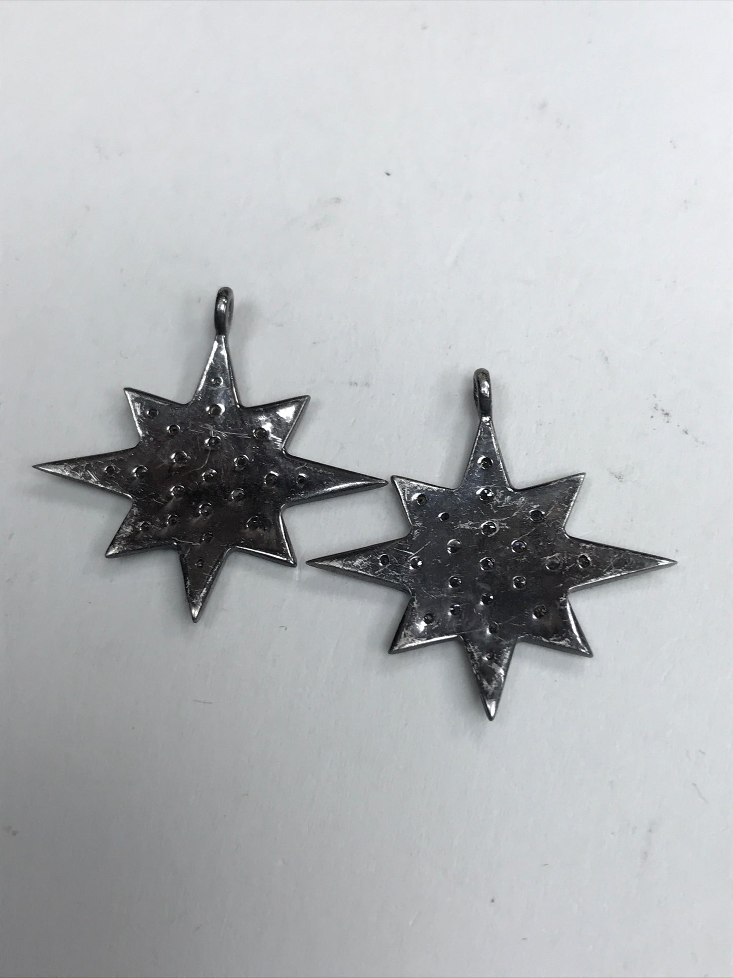 Star Shape Diamond Pendant .925 Oxidized Sterling Silver Diamond Pendant, Genuine handmade pave diamond Pendant.