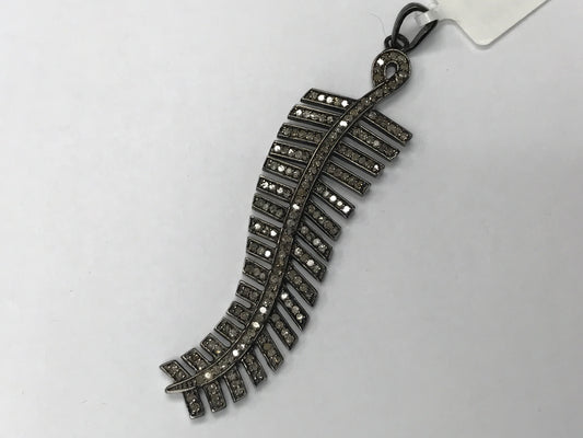 Leaf Shape Silver and Diamond Pave  PENDANT & CHARMS