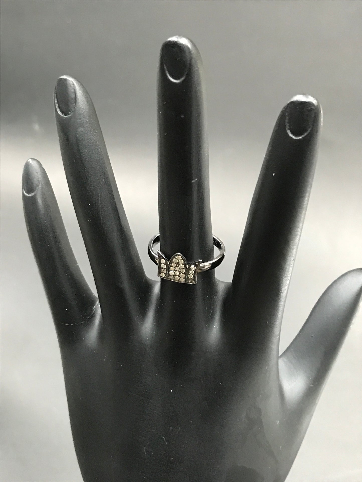 Diamond and Silver Black Rhodium Finish Ring