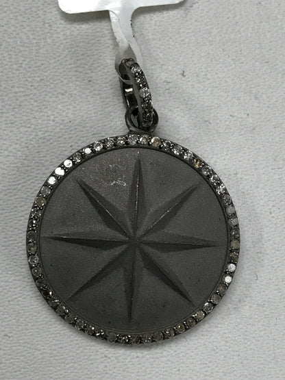 Round Silver Pave Diamond Pendant