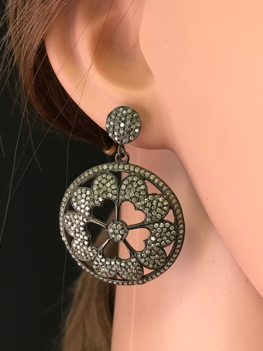 Flower (Round Shape) Diamond Earrings