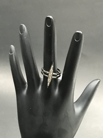 Pave Diamond Ring .925 Oxidized Sterling Silver Diamond Ring