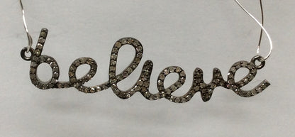 Pave Diamond, Believe Word Diamond Charms, Amazing Piece, Appx 0.60" Long (57 x 14 mm)