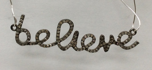 Pave Diamond, Believe Word Diamond Charms, Amazing Piece, Appx 0.60" Long (57 x 14 mm)