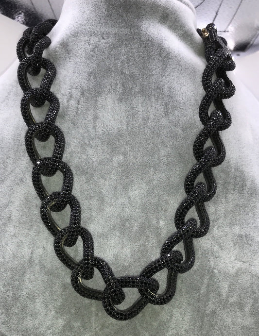 Black Spinel Link Chain Necklace