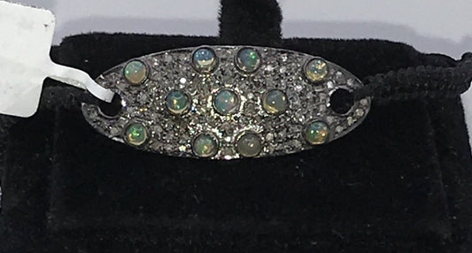 Oval Shape Opal and Diamond Marcame Bracelet