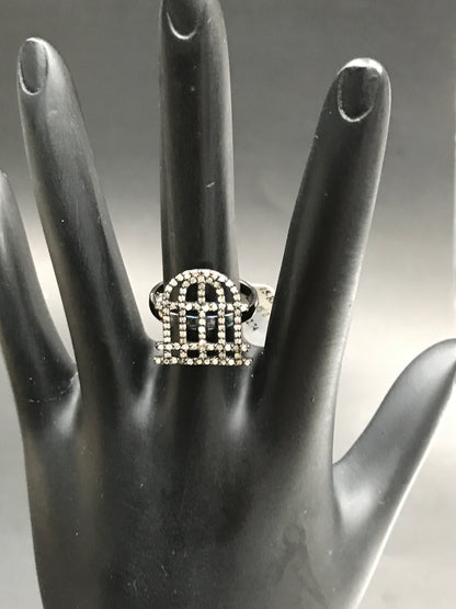 Diamond and Silver Black Rhodium Finish Ring