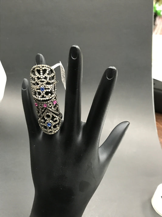 Double Diamond Ring with Ruby